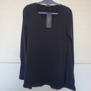Alembika Coco Black Top Tunic Lagenlook Artsy Stretchy Size 2 US 10 Medium